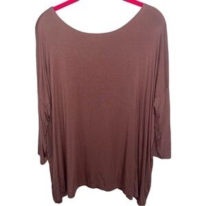 𝅺PIKO GREEN EARTH FASHION LADIES CHOCOLATE BROWN 3/4 Length SLEEVES TOP SMALL